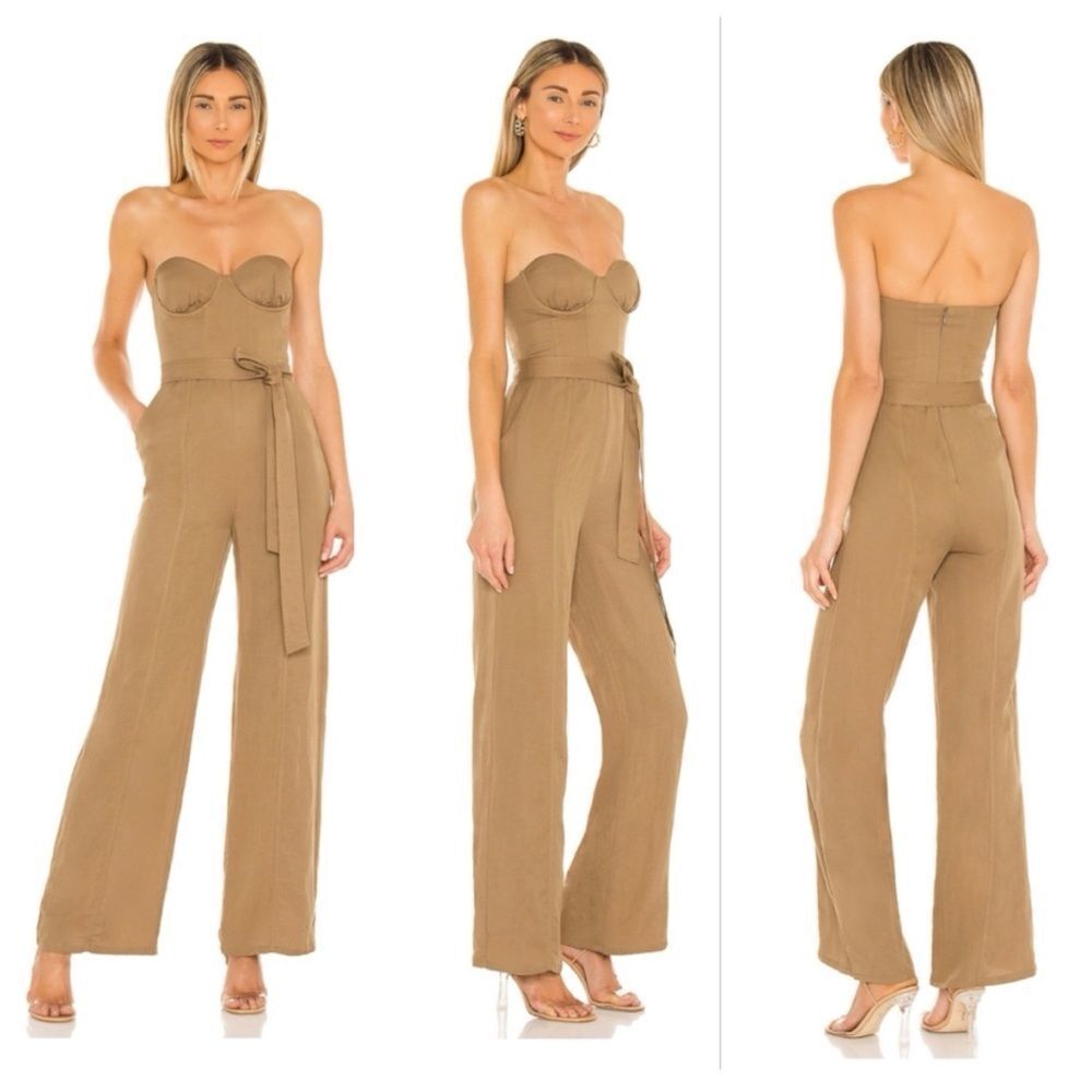 LOVERS + FRIENDS x REVOLVE Steph Tan Bustier Strapless Belted  Jumpsuit Size M